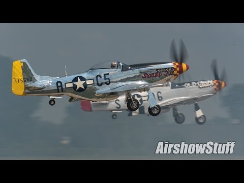 Mustang Mania! Mass P-51 Mustang Takeoffs, Formation, and Flybys - EAA AirVenture Oshkosh 2015