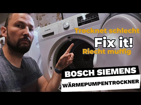 Cleaning a Bosch Siemens heat pump dryer | Laundry smells bad & dries poorly | Fix it! 🧺🔧
