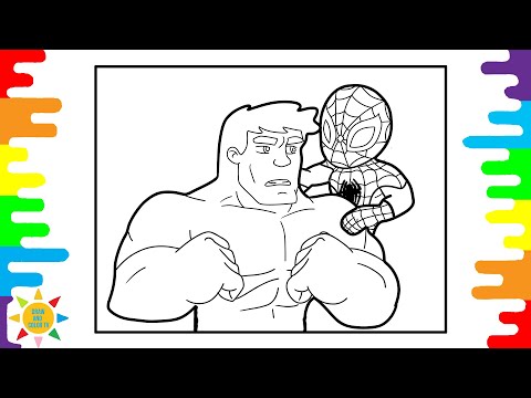 Spiderman & Hulk Coloring Page | Spiderman Coloring  | Hulk Coloring