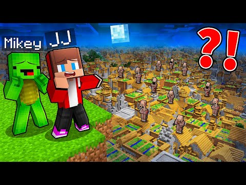 JJ and Mikey Found ENDLESS VILLAGE in Minecraft - Maizen
