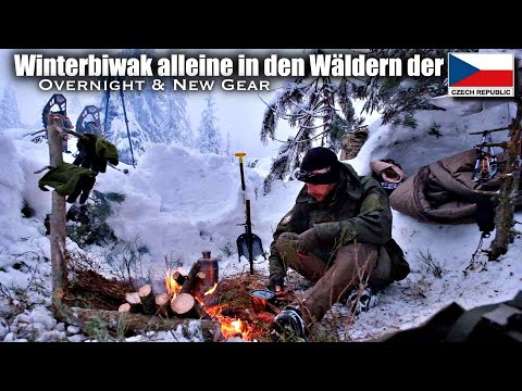 Winter bivouac alone in the forests of the Czech Republic - Overnight & New Gear -