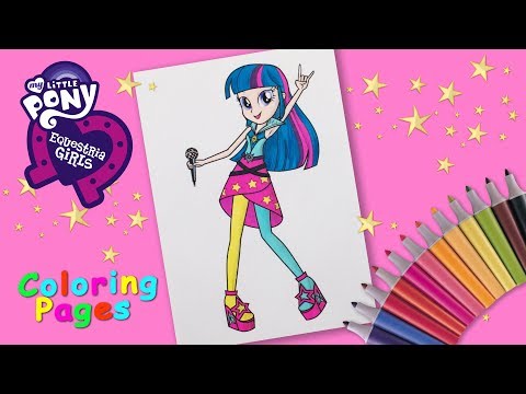 Twilight Sparkle Coloring Page. Equestria Girls Coloring book. Coloring for kids. Video