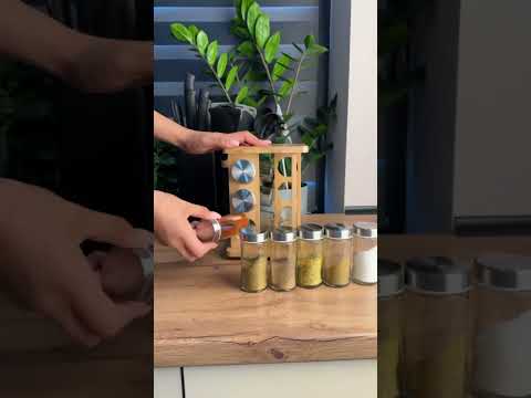 Набор для специй на крутящейся деревянной подставке 12 баночек по 100 мл карусель для специй HOT - фото 1 - id-p2203468477