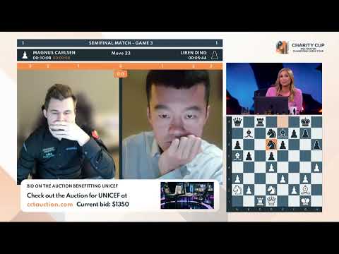 Magnus Carlsen vs Ding Liren Semi Final Match Game 3 CCT Charity Cup 2022