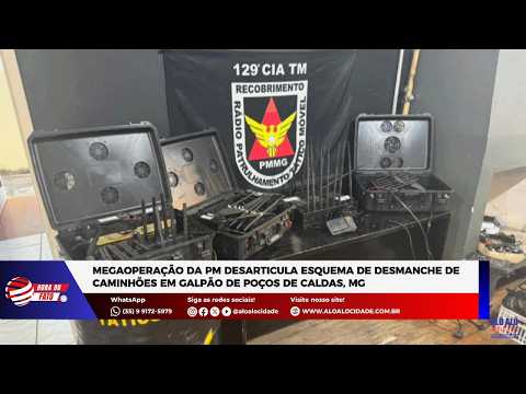 Megaoperação da PM desarticula esquema de desmanche de caminhões em galpão de Poços de Caldas, MG