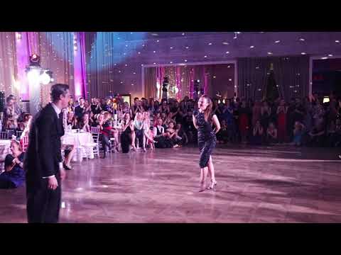  Sergey Kurkatov  and  Dana Zampieri  are  dancing  to  the  vals  "  La serenata de ayer  "  by  Juan D'Arienzo  at  La Boca Tango Festival  in  2021