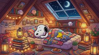 Snoopy's Starry Night Sleep ✨ Gentle Jazz and Cozy Ambience for Deep Rest and Relaxation