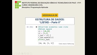 GEC - VideoAula 08 -  Listas parte II: tamanho, adição, remoção, pesquisa, pilha x fila