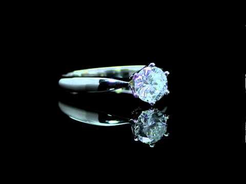3/8 CT 6-Prong Solitaire Round Cut Diamond Engagement Ring in 14K White Gold
