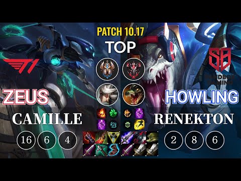 T1 Zeus Camille vs SB Howling Renekton Top - KR Patch 10.17