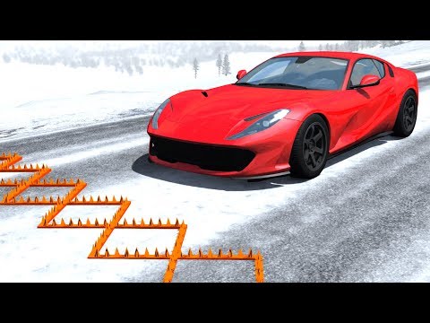 Spike Strip Multi-Vehicle Pileup Crashes #16 - BeamNG Drive Police Spike Strip Testing