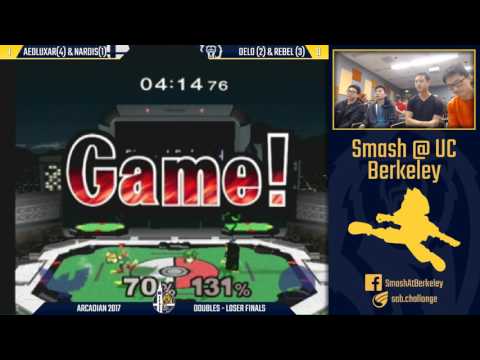 Berkeley Arcadian 2017 - Melee Doubles Losers Finals: Aeoluxar & Nardis vs Delo & Rebel