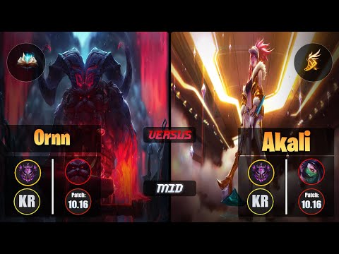Master ORNN [Unsealed Spellbook] (Mid) VS  AKALI - Master KR Patch 10.16