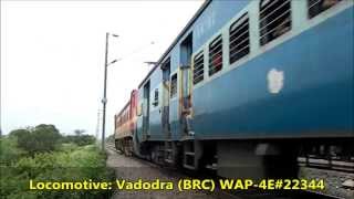 preview picture of video 'INDIAN RAILWAYS: 12844 AHMEDABAD - PURI EXPRESS WITH VADODRA (BRC) WAP-4'