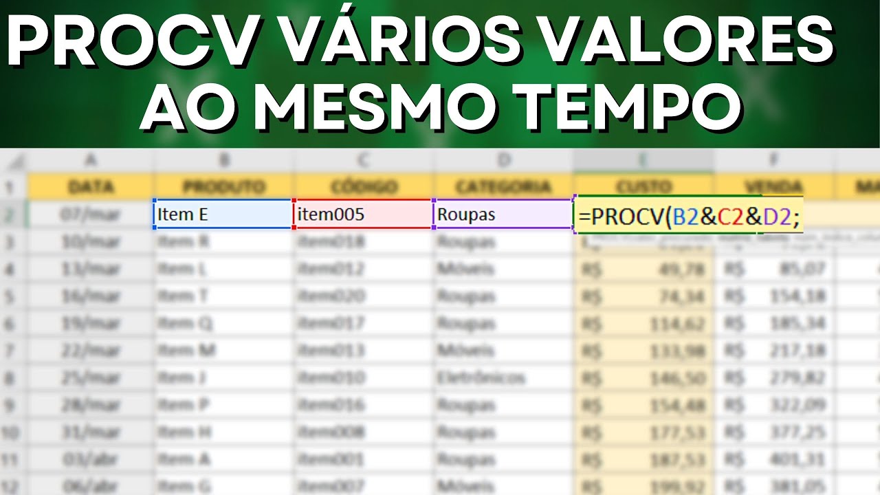 ProcV no Excel com Duas ou mais Condições | Função de Procurar com Vários Critérios