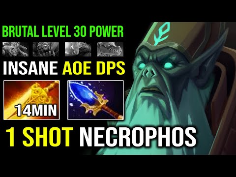 WTF 14Min Radiance Instant 1 Shot LEVEL 30 Aghanim Necrophos with Insane AoE DPS vs Medusa Dota 2