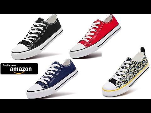 ZGR Women’s Canvas Low Top Sneaker Lace-up Classic Casual Shoes Black and White
