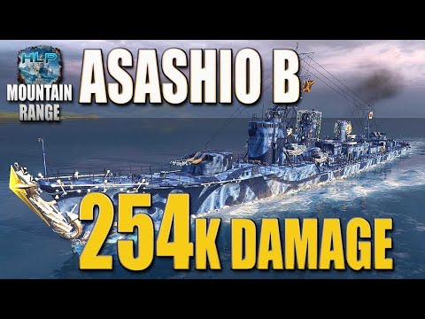 Destroyer Asashio B on map Mountain Range, 254k damage - World of Warships