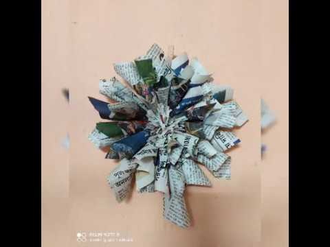 5 Minutes Craft / Newspaper Flower Wall Hanging/ Paromita's World