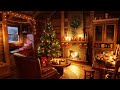 Christmas Cozy Cabin Ambience • Snowfall on Window, Howling Wind & Crackling Fireplace Sounds