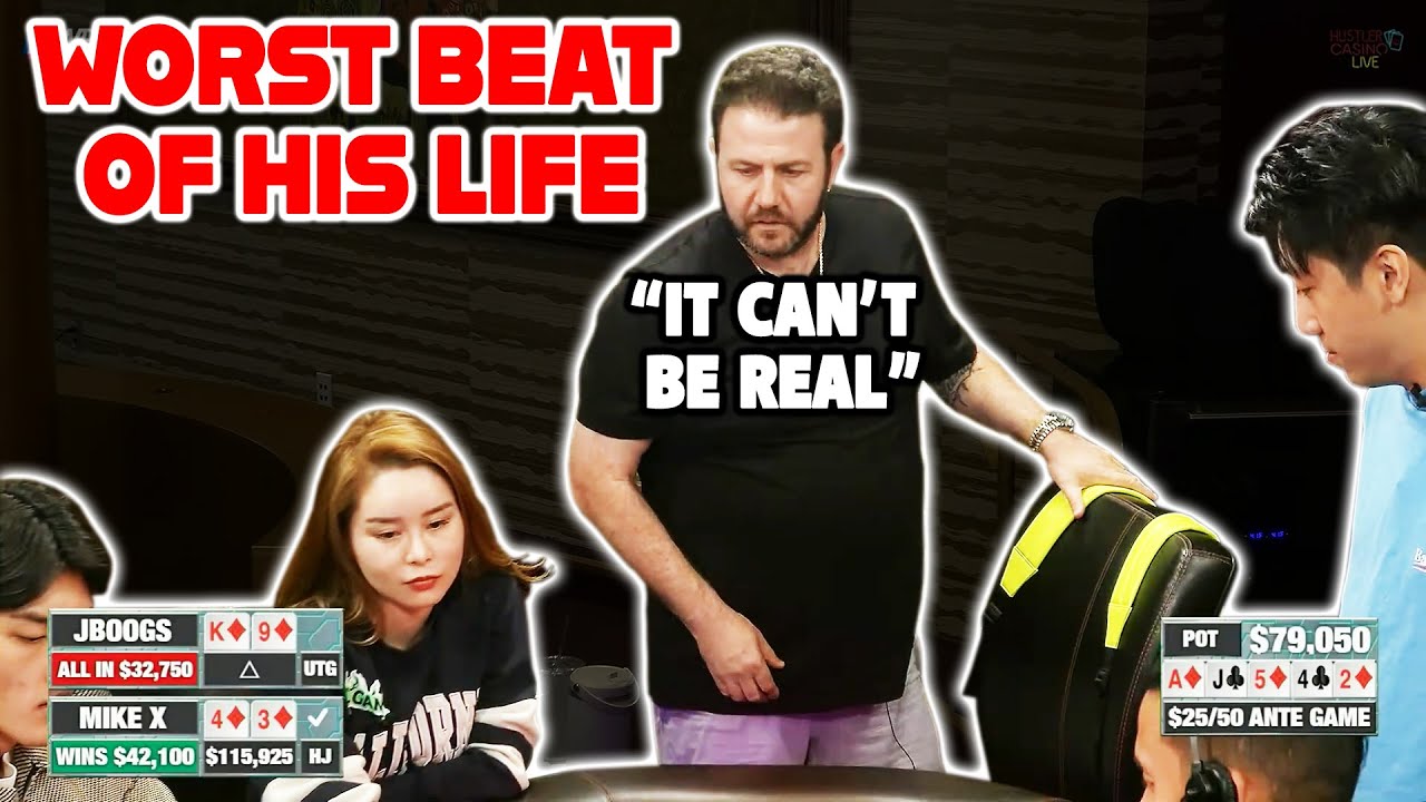 STRAIGHT FLUSH vs NUT FLUSH He Cannot Believe His Luck!