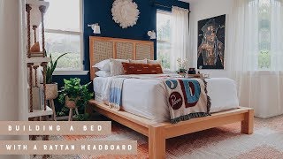 Building a Bed with DIY Rattan Headboard for My First Time!!!