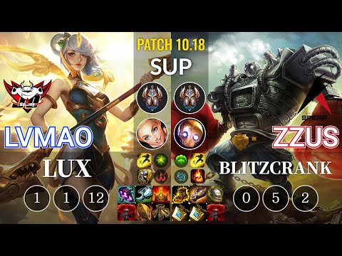 JDG LvMao Lux vs ASP Zzus Blitzcrank Sup - KR Patch 10.18
