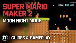 Super Mario Maker 2 Course Maker Gameplay - Moon Night Mode