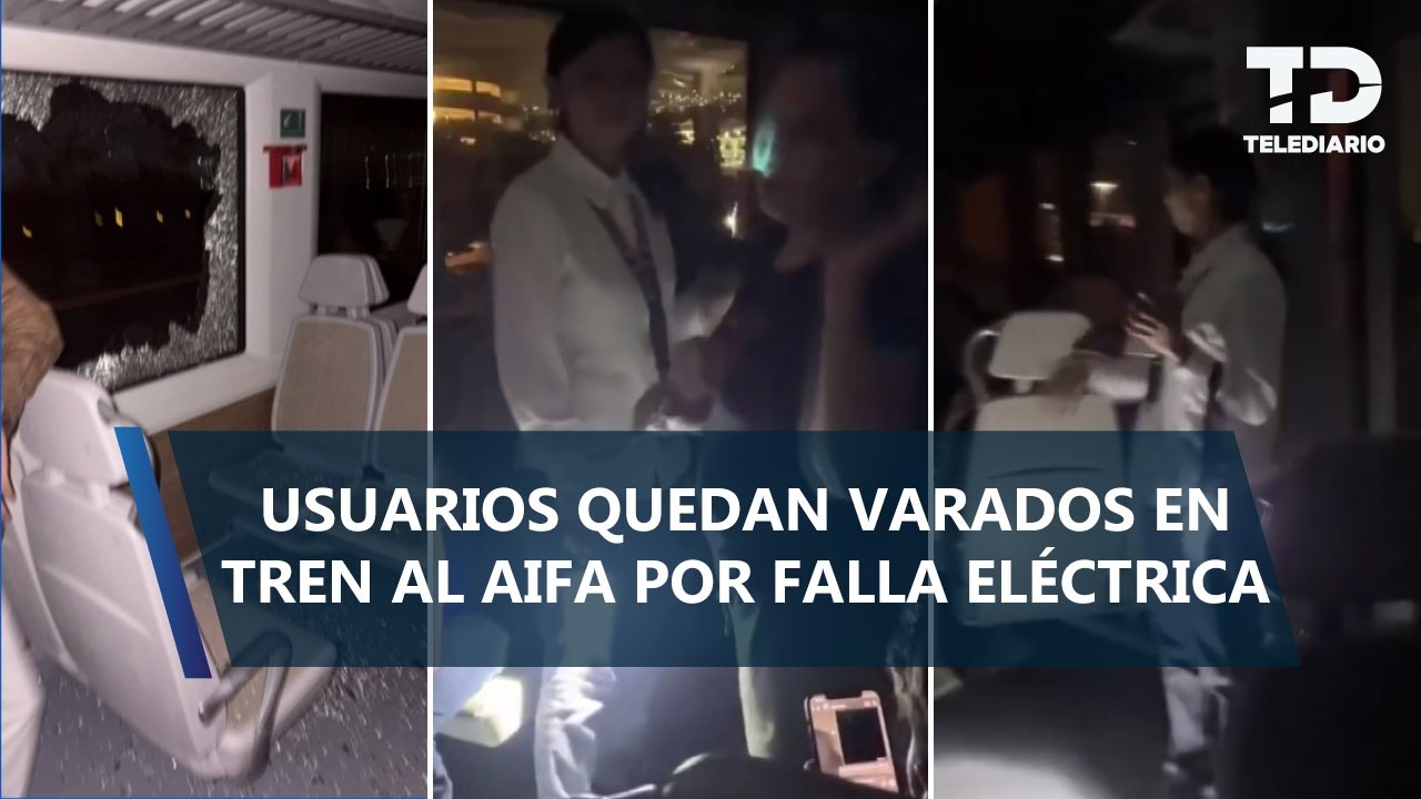 Usuarios rompen cristal tras quedar atrapados en tren del suburbano hacia el AIFA