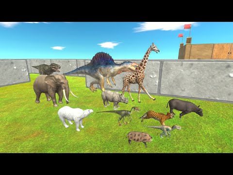 Speed Race Carnivore Dinosaurs vs Animals Maze Tournament - Animal Revolt Battle Simulator