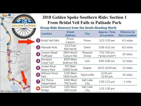 Golden Spoke 2018 Southern Bicycle Ride, Section 1: a section of the Provo River Parkway Trail