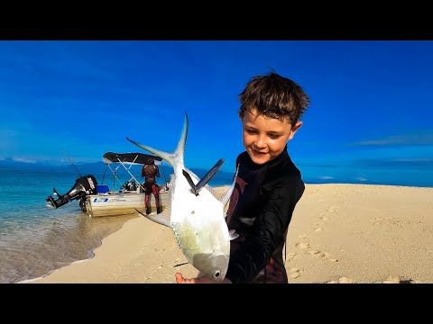 Overnight Tinnie Mission to a Sand Cay w Dad, Sharks, Coral Trout Sashimi, Crabs, Spearfishing Dart