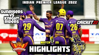 Sunrisers Hyderabad Vs Kolkata Knight Riders | Match - 25 Highlights | IPL 2022 | Cricket22 Gameplay