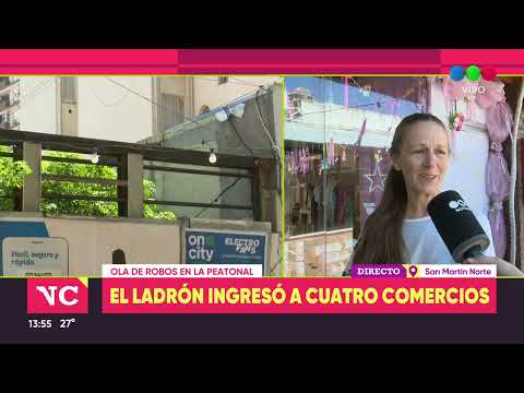 Robos la peatonal San Martín Norte: el ladrón ingreso a cuatro locales de una galería