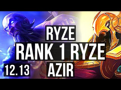 RYZE vs AZIR (MID) | Rank 1 Ryze, Rank 6, 15/4/15, Dominating | KR Challenger | 12.13