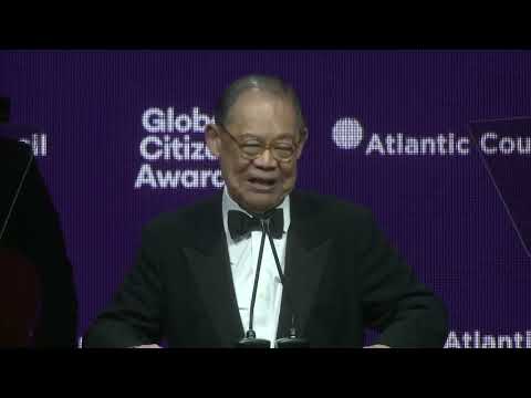 Co-founder of the Global Citizen Awards Victor L.L. Chu remarks at the 2025 Global Citizen Awards