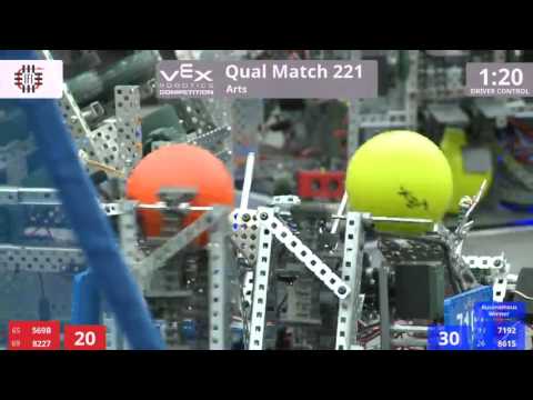VEX Worlds 2016 - VRC High School - Arts - Qual 221 (569B 8227) 239 vs 156 (7192 8615)