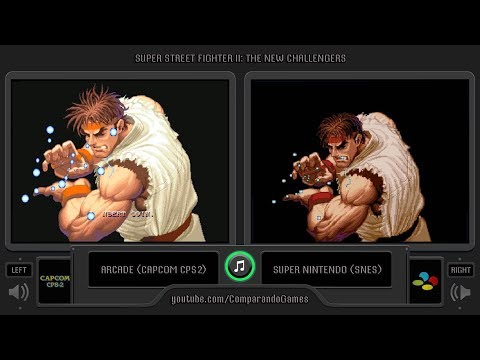 Dual Longplay [46] Super Street Fighter II (Arcade vs SNES) Side by Side Comparison