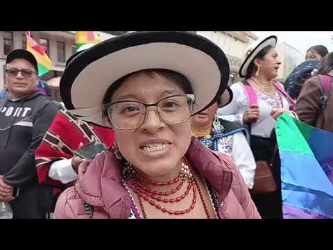 Marcha de la Unión de Comunas y Cooperativas Indígenas del Cañar UPCCC, en Azogues