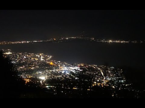 Standseilbahn Mont-Pèlerin Talfahrt Pèlerin - La Baume nachts funiculaire Vevey Suisse Switzerland