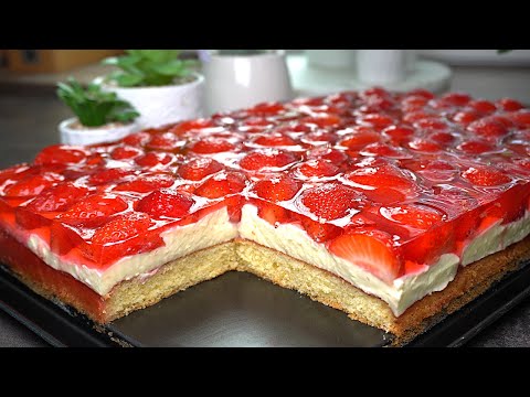 Strawberry cake with vanilla pudding - very creamy, very tasty ‼️ 😋