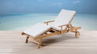 Beliani Exclusive Wooden Garden Sun Lounger - with cushion, beige - RIVIERA - Eng