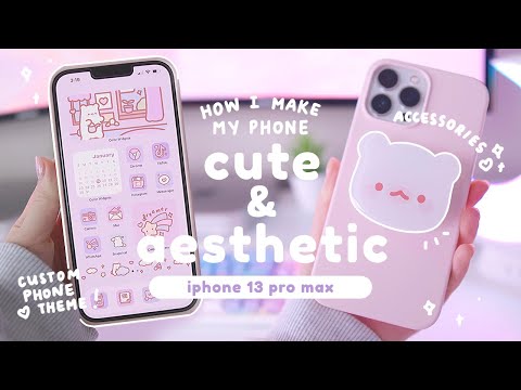 how I make my iphone 13 pro max cute & aesthetic 🌷✨ | iOS 15, custom phone theme & accessories 💗