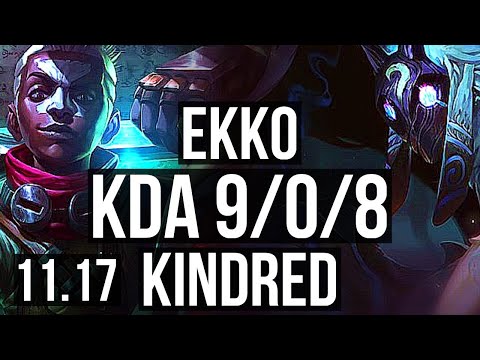 EKKO vs KINDRED (JUNGLE) | 9/0/8, 6.2M mastery, 2500+ games, Legendary | EUW Challenger | v11.17
