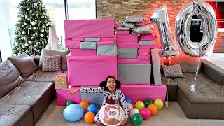 Tiana's 10th Birthday Party Opening Presents! Giant LOL Surprise Cake