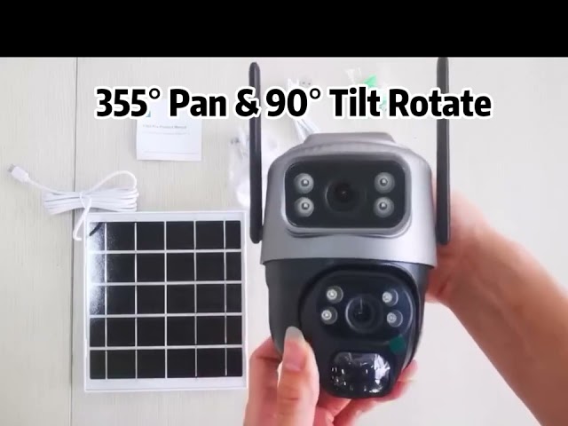 V380 عدسة مزدوجة 4G كاميرا الشمسية PIR كشف الإنسان للرؤية الليلية مقاوم للماء الأمن فيديو IP كامارا 8MP 4K بطارية شاشة CCTV