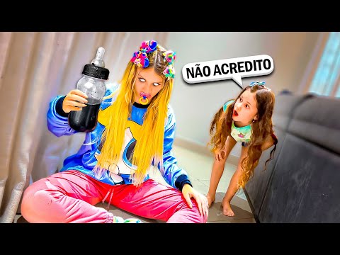 Layra found baby Jully drinking from a terrifying bottle!