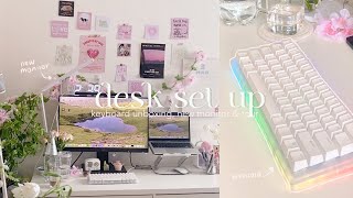 aesthetic desk set-up 🌷🍃 | new ergonomic set up ft. BenQ 27” monitor GW2785TC, GamaKay K61 unboxing