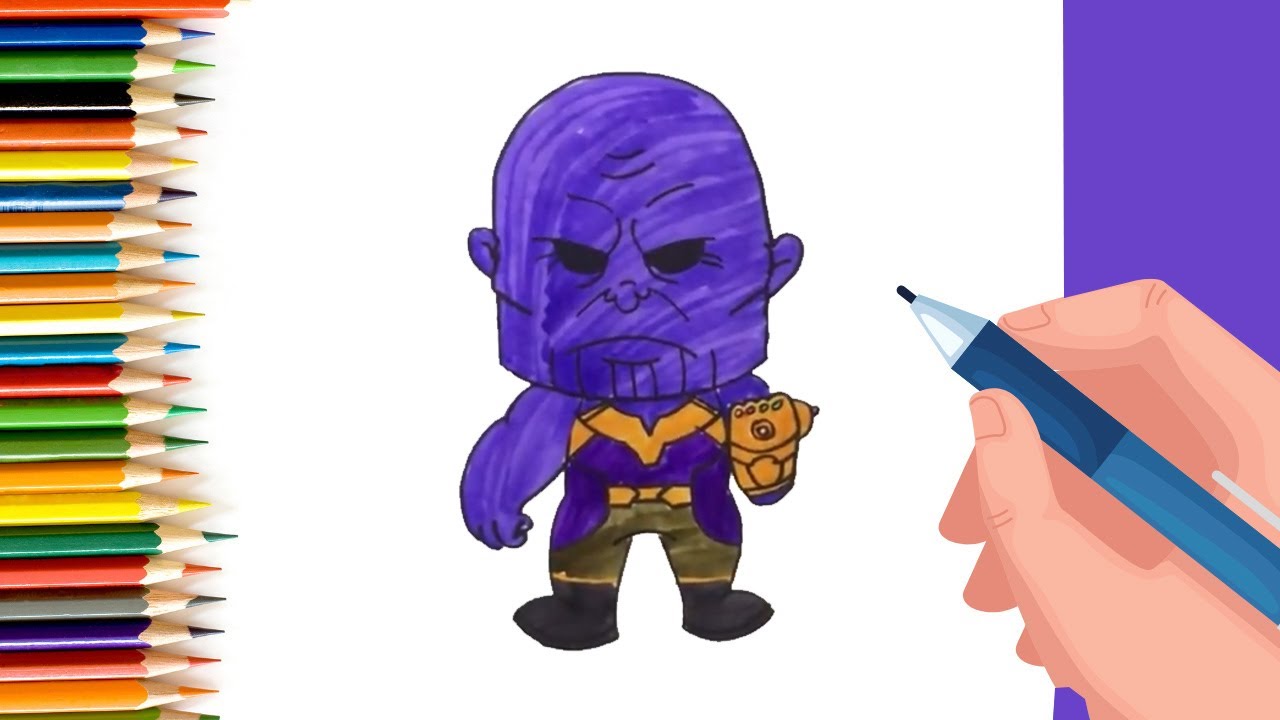 How to draw Thanos from marvel for Kids