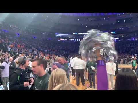 Kansas State celebrates the thrilling win over Michigan State